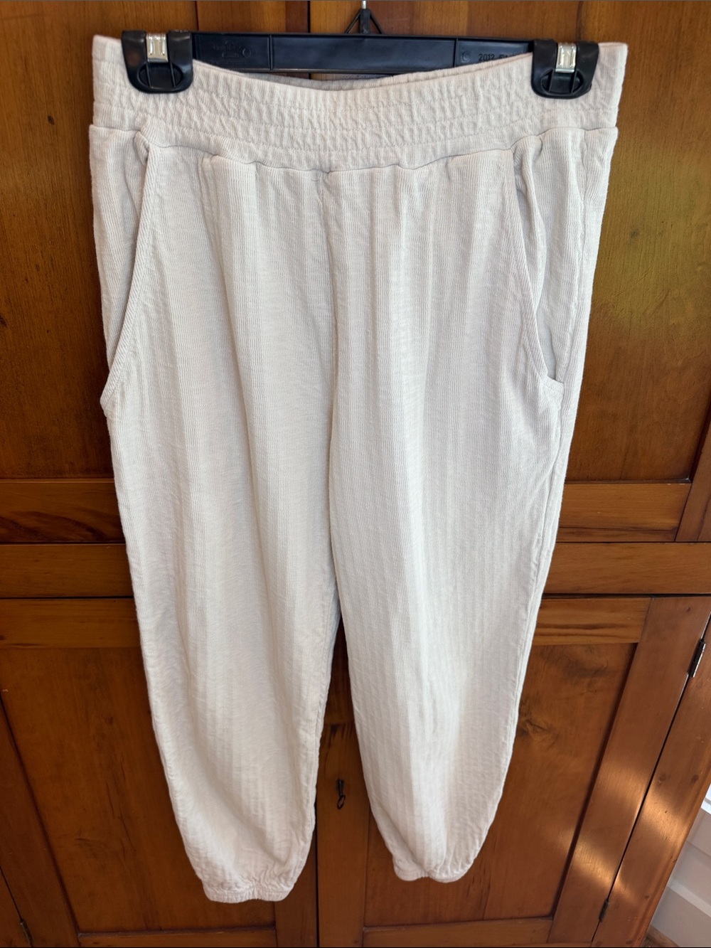 Apiece Apart New York Textured Cream Casual Elastic Waist Joggers, Small